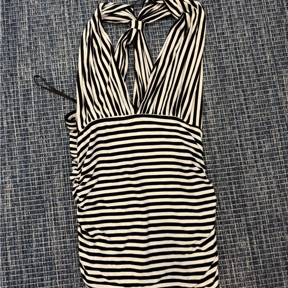 White House Black Market Striped Halter Top